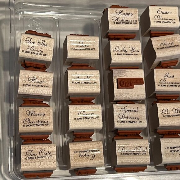 Stampin Up! Fancy Flexible Phrases Rubber Stamps Words Set Of 28 - Picture 6 of 6